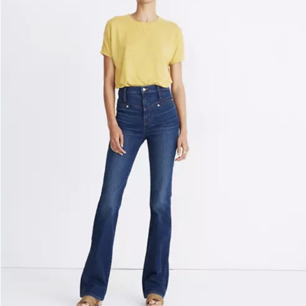 Madewell Dark Blue High-Rise Slim Flare Jeans